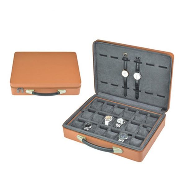 

watch boxes & cases 24 slots luxury fashion women men home black color pu leather box mini style case holder good gift wt-100, Black;blue