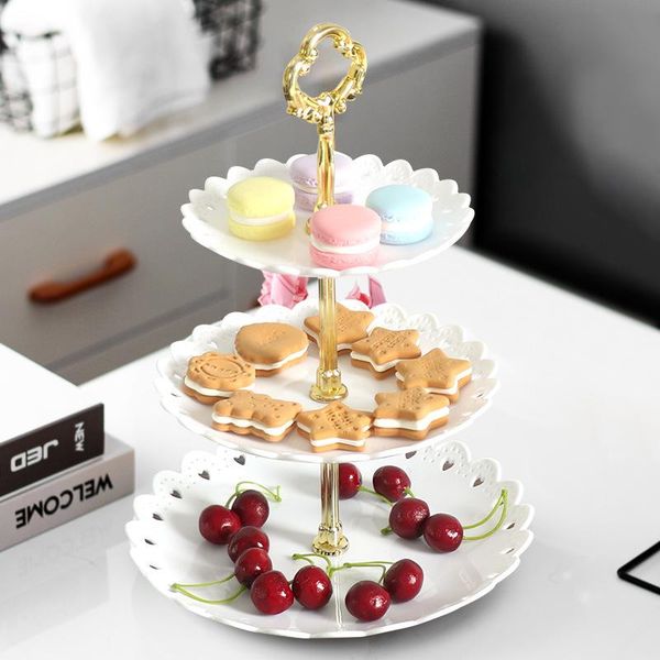

storage bottles & jars european tray holiday party three-layer fruit plate dessert candy dish cake stand self-help display home table decora