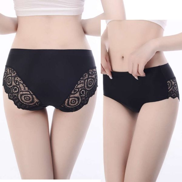 

ice women's underwear middle waist lace side cotton crotch triangle, Black;white