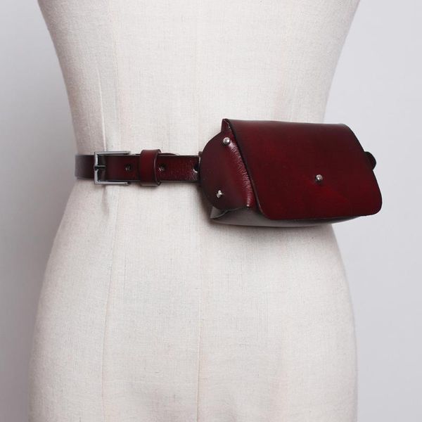 

waist bags real cow women packs fashion vintage leather fanny pack female mini 2021 retro phone small belt bag
