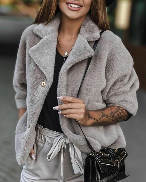 

women's jackets 2021 spot cross-border summer lapel furry coat, Black;brown