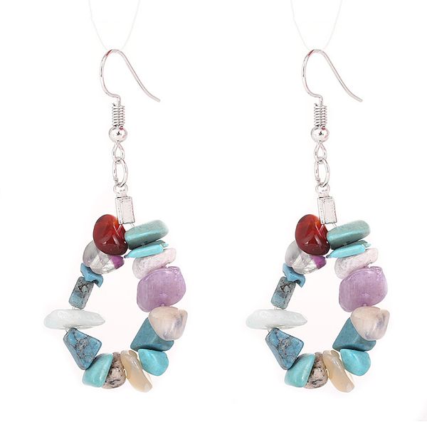 

popular design natural amethyst agate gravel charm earring for women gift, Golden