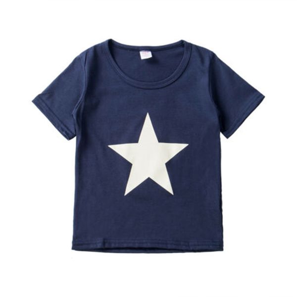 

2-7 years toddler boys kids t-shirt short sleeve star print tee infant boys crew neck summer casual t shirt, White;black