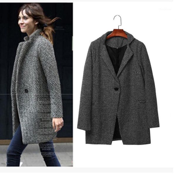 

women's outwear jackets winter wool & blends coats female long sleeve turn-down collar ladies coat outcoats, Black