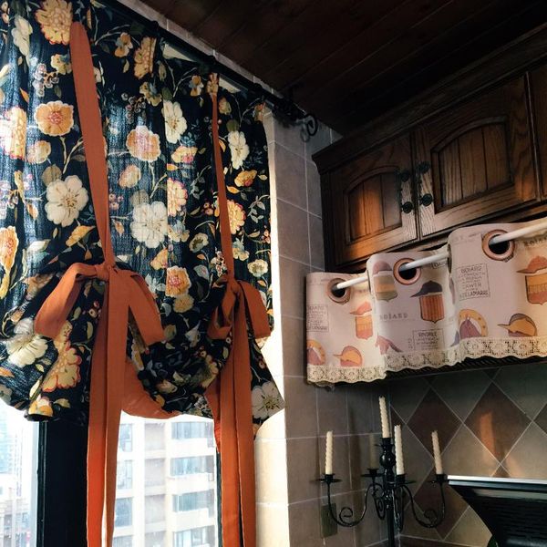 

curtain & drapes american country retro flower kitchen window bedroom curtains for living room the
