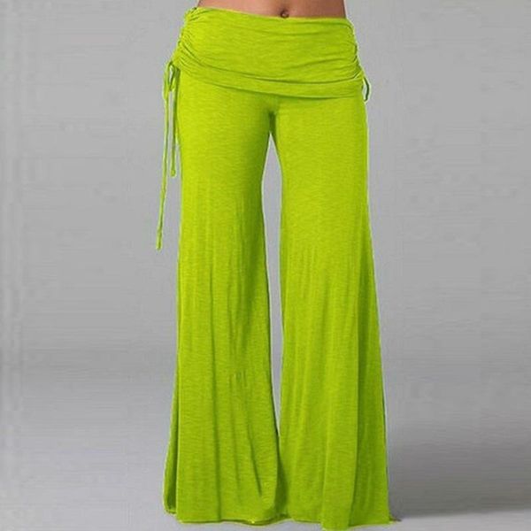 

women's pants & capris women summer solid casual cotton ladies high waist wide leg long fitness palazzo flared trouser, Black;white