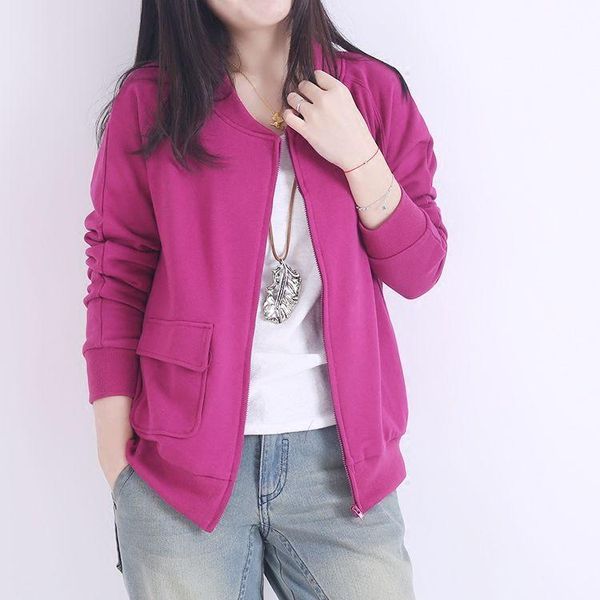 

women's jackets women 2021 spring autumn loose thin outerwear female solid color baseball ladies plus size short sports coats w194, Black;brown