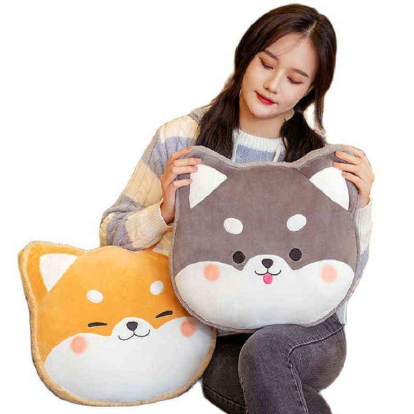 40 cm Niedliche Shiba Inu Hund Husky Große Kopf Plüsch Kissen Cartoon Gefüllte Tiere Rosa Schweinchen Weiß Katze Schlaf Nickerchen Kissen Für Kinder Y211119