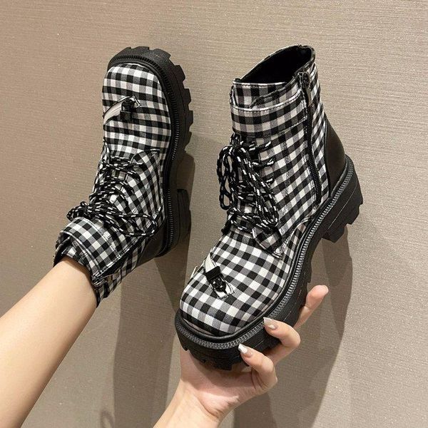 

boots shoes women soft bottom round toe thick sole comfortable lattice snow for woman winter female keep warm lacing side zipper, Black