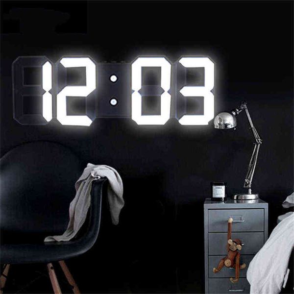 Anpro 3D grande LED Digital Wall Orologio Data Ora Ora Celsius Nightlight Display Tabella Desktop Clock Orologio Sveglia dal soggiorno 211111
