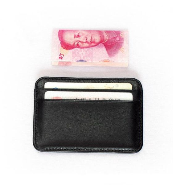 

card holders 100% sheepskin genuine leather case mini id holder small purse for man slim men's wallet cardholder, Brown;gray