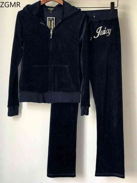 

senior juicy women's autumn and winter print wide-leg suit velvet leisure sports slim slimming fashion trendythe female suit, Gray