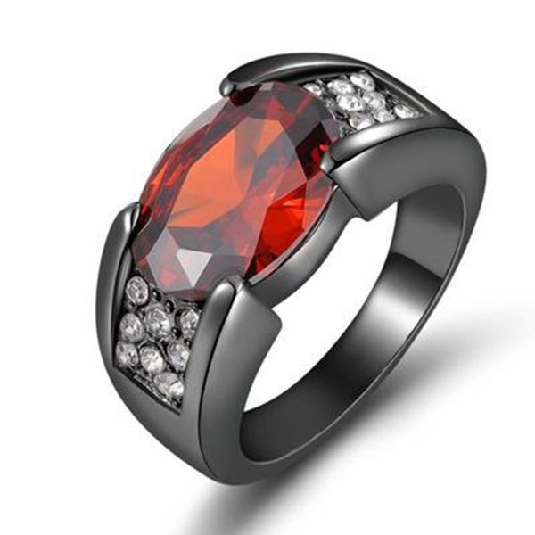 

wedding rings classic red gem oval crystal ring men black gold promise engagement for women bijoux femme party gift jewelry, Slivery;golden