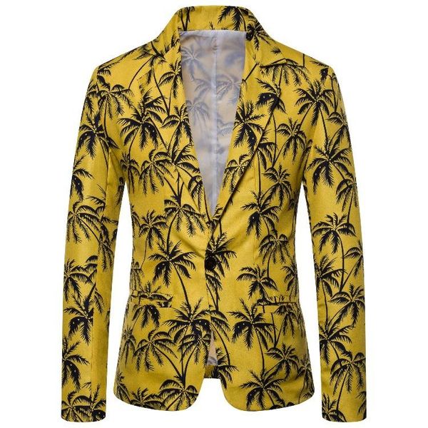 

hawaii vacation style pretty flower series caicai wind characteristics floral-print single-button suit coat men's suits & blazers, White;black