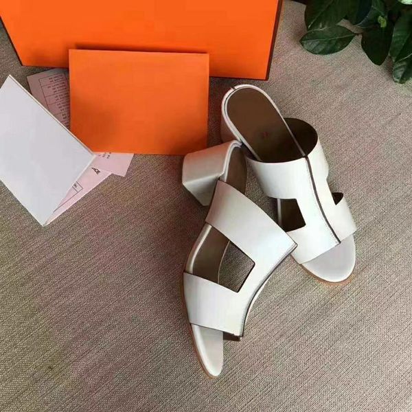 

slippers genuine leather casual summer high heel female multi color sandals non-slip outdoor women, Black