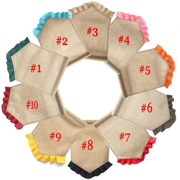 

party decoration 50pcs blank burlap flag diy jute ruffles garden flags portable banner easter decorations 10 colors jf