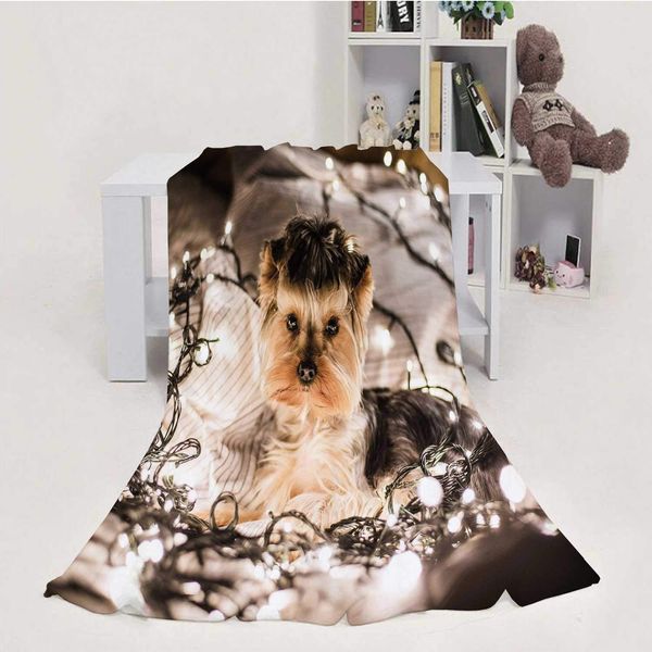 

cute jessie the dog in christmas colorfuls,house flannel throw microfiber blanket 60''x80''(wxl)