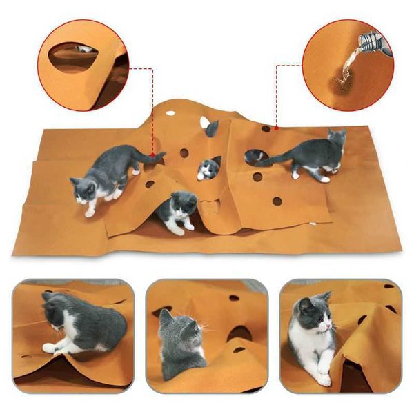 Gato jogando esteira treinamento animal de estimação atividade jogar tapetes colapsible animais de estimação tapete resistente a riscar brinquedos mordida pad 210713