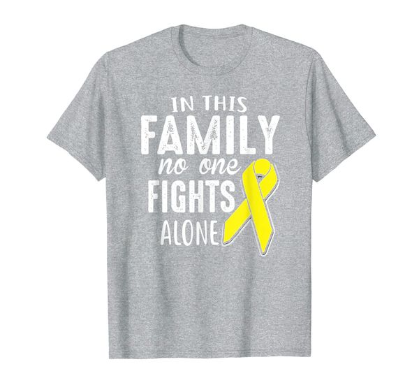 

in this family no one fights alone sarcoma bone cancer t-shirt, White;black
