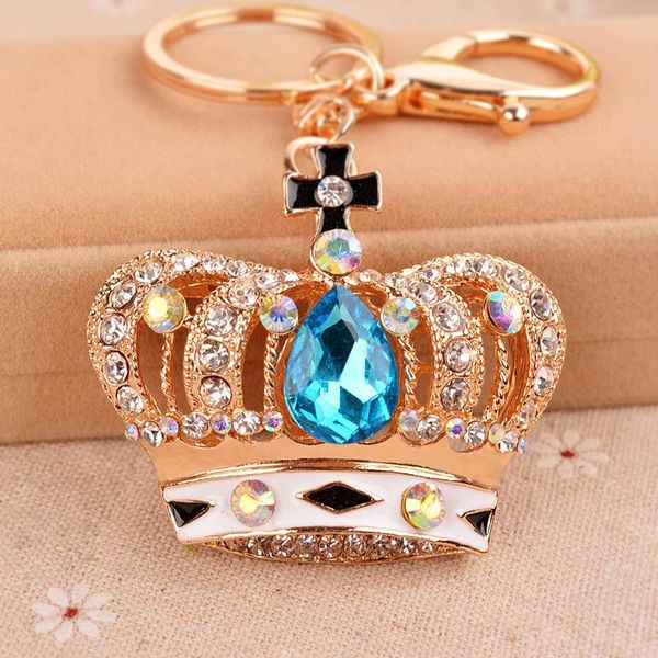 

keychains enamel black cross full crystal crown keychain big colorful rhinestones key ring luxury women men jewelry llaveros z314, Silver