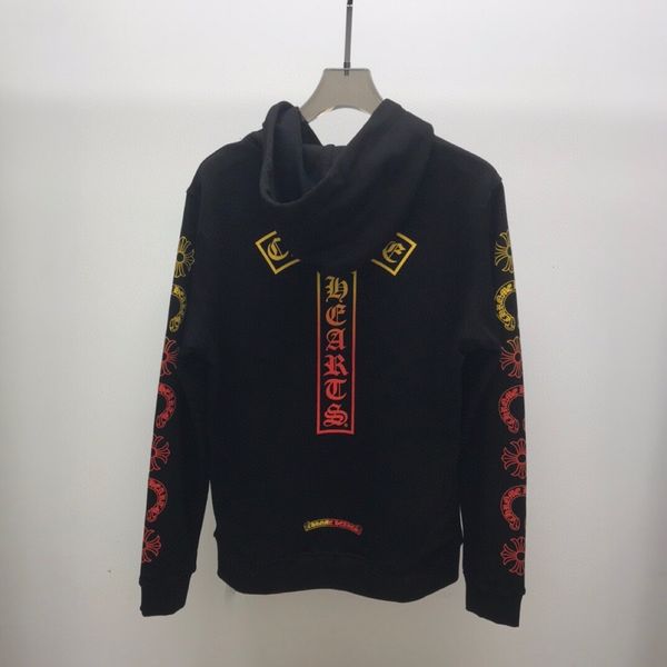 

hoodies autumn and winter ch crowe hoodie men's coat cross sanskrit letter printing tide card, Black