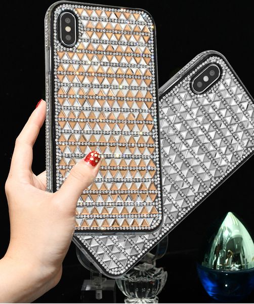 Для iPhone 12 Mini 11 Pro XR XS Max 8 7 Plus Case Case Luxury Romombus Pattern Diamond Design Prouper Case Стеклянный Смартфон