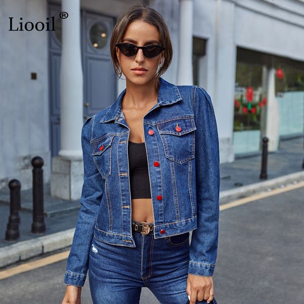 

jacket casual denim coat and jacket woman button up long sleeve turn-down collar with pockets female autumn winter blue outwears q8ue, Black;brown