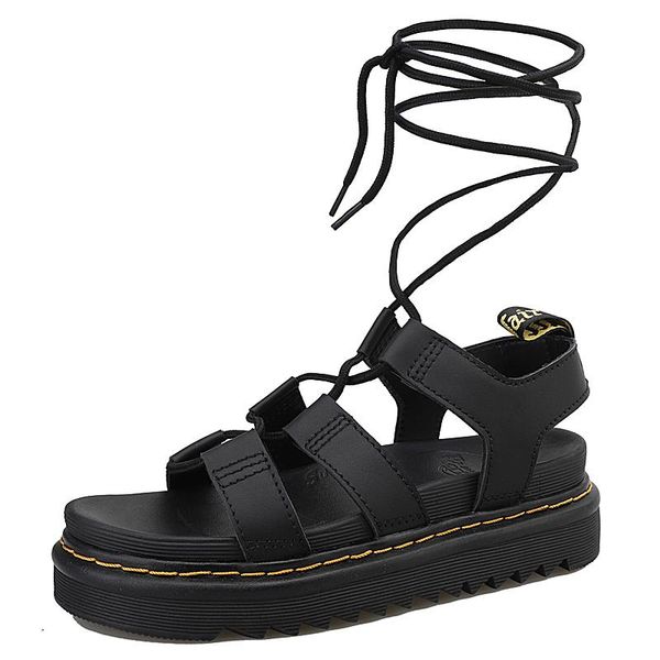 

sandals high-end leather ladies sandals, fashionable and personalized lace-up fashion women's shoescool comfortable roman shoes, Black