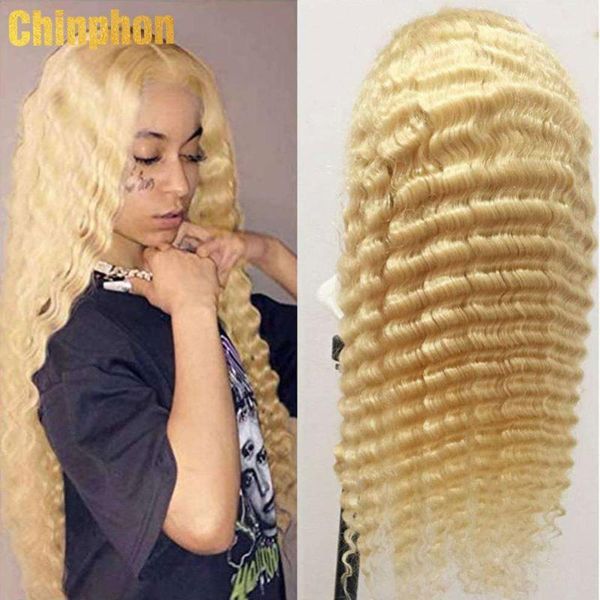 

malaysia deep wave lace frontal wigs with baby hair remy 613 blonde human middle part wig transparent front1, Black;brown