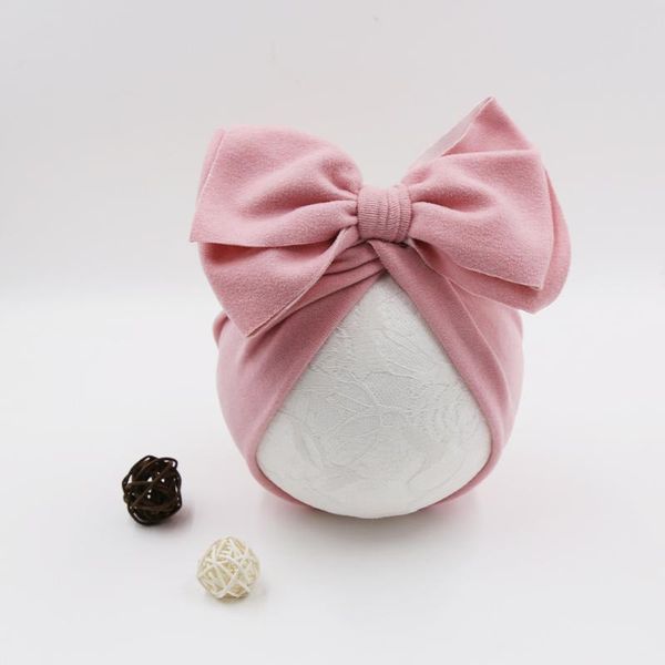 

caps & hats autumn and winter baby hat children's lovely with bow toddler solid color beanie cap bonnet born turban, Yellow