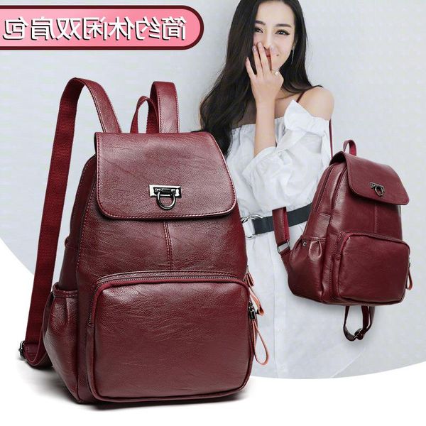 

portable new leather casual backpack women's 2021 fashion ladies travel student handbags xpcnx