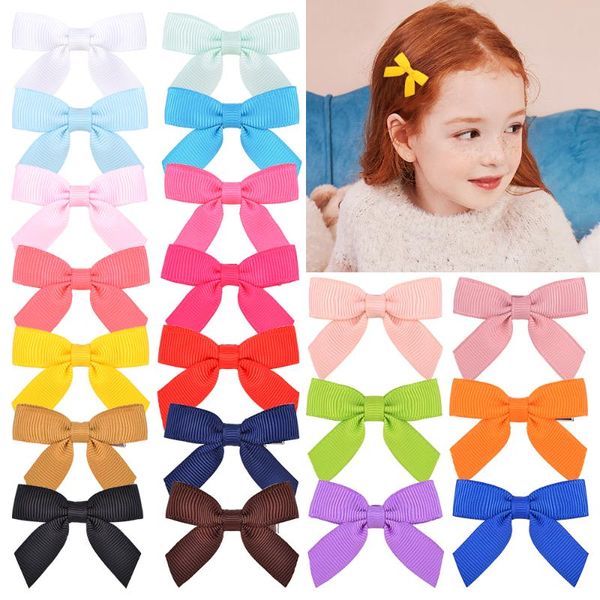 

hair accessories 1piece 2inches grosgrain ribbon clips for cute girls boutique solid bows hairpins barrettes headwear kids, Slivery;white