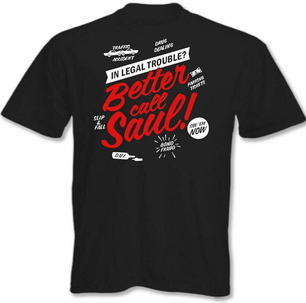 

Better Call Saul T-Shirt Breaking Bad TV Spin on Mens Funny Heisenberg, White;black