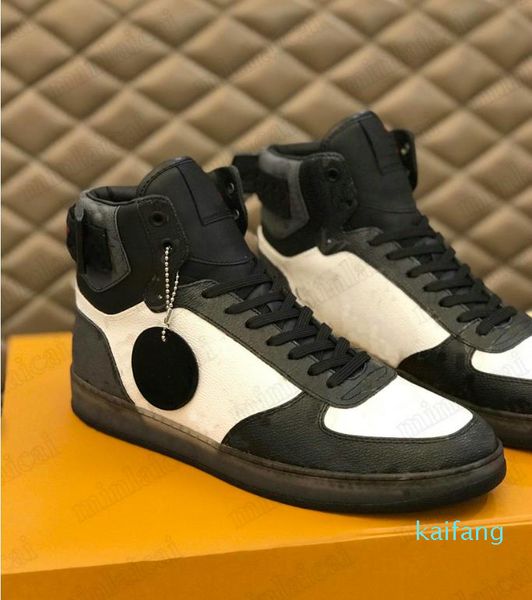 

high-sneakers mens designer fashion boots monograms canvas leather embossed low platform show party wedding white, Black