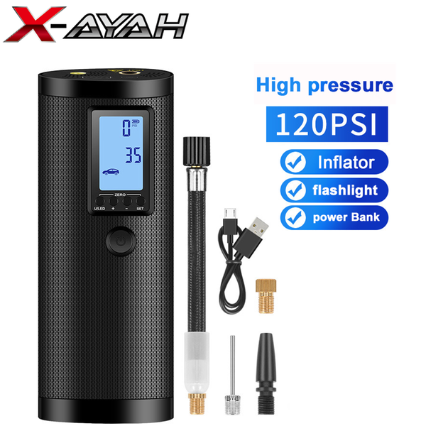 

inflatable pump portable cars tire bicycle pumpe mini compressor pumping 100psi/120psi rechargeable air electric power bank