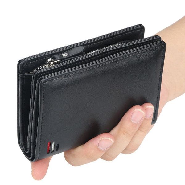 Cüzdan marka erkek PU deri kısa cüzdan fermuarlı para cep vintage büyük kapasiteli erkek para çanta kartı tutucu241b