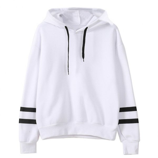 

hooded blank solid color hoodie jacket sweatshirt pullover fleece drop shoulder striped women's sweat shirt autumn men and women clothi, Black
