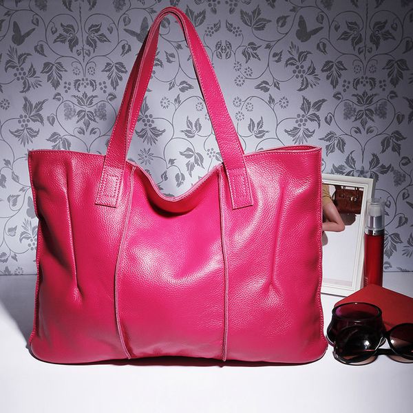 

100% genuine large leather handbags famous brand women tote s big ladies shoulder bag awm108 lj210203