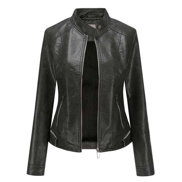 

women's leather & faux jackets coat clothing zipper long sleeve plush warm jacket ladies plus size fashion casual outerwear, Black