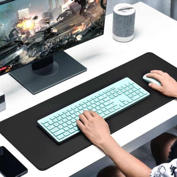 

mouse pads & wrist rests large desk pad with stitched edge, protector nonslip rubber base, water resistant, mousepad ideal for work, home an