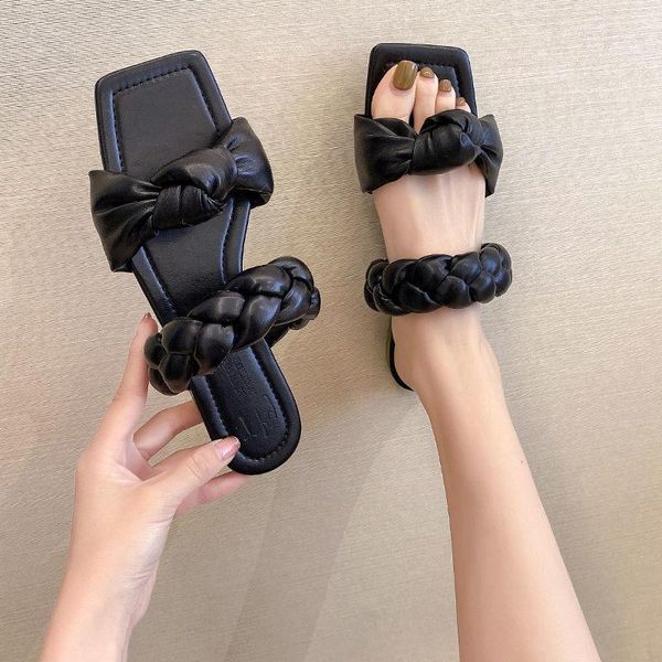 

slippers outdoor slipper flip flops intdoor flat design soft summer footwear women shoes slides comfort a493, Black