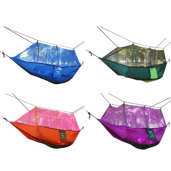 

ultralight outdoor mosquito net hammock 1-2 person camping hanging sleeping bed swing portable double chair hamac tents and shelters