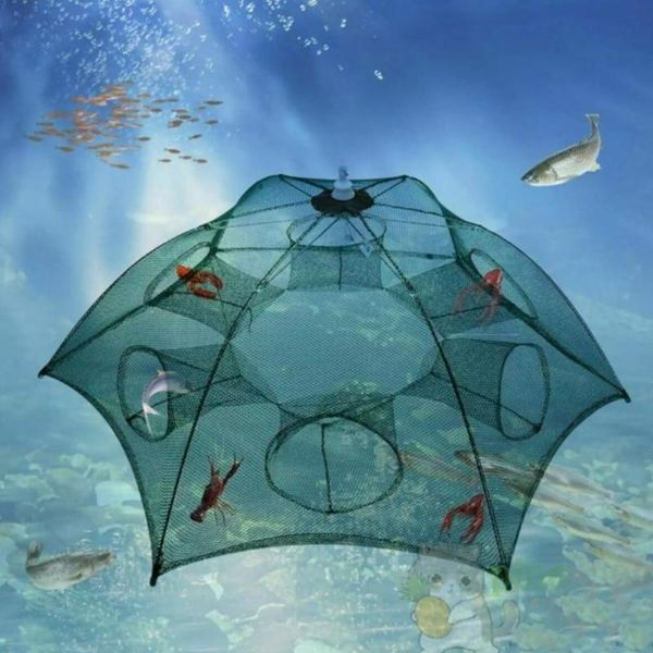 

fishing accessories strengthen 4-18 holes automatic net nylon foldable catch fish trap for fishes shrimp minnows crab cast mesh