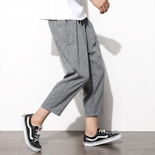 

spring autumn harem casual women pant sweatpants elastic waist plus size clothing mens street wear linen 5xl, Black