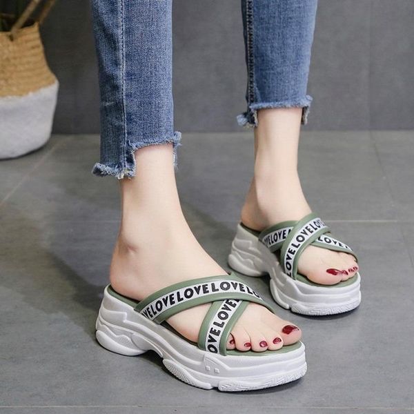

slippers women chunky platform designers casual beach woman wedge shoes outside dress fashion female slides white sandal, Black