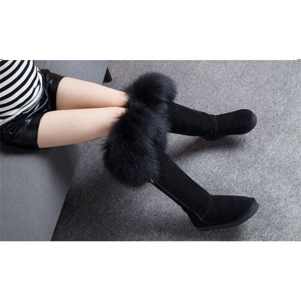 

boots high tube fur snow women over the knee waterproof thick women's, Black