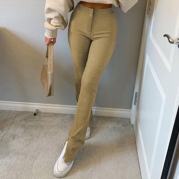 

95% cotton casual flare womens pant high waist streetwear sweatpants sports side split skinny long trousers y2k, Black;white