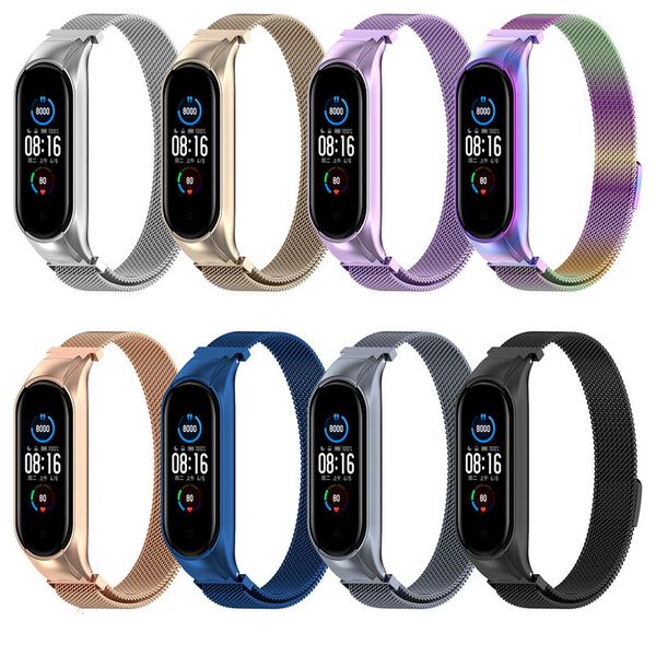 

magnetic loop wrist strap for xiaomi mi band 6 5 metal bands bracelet smart watch straps stainless steel belt