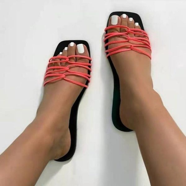 

slippers 2021 summer fashion flat soft bottom solid color women's, Black