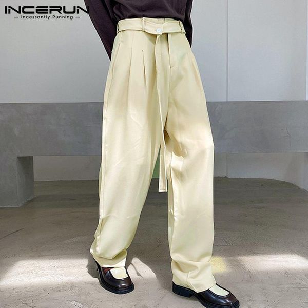 

men solid color pants lace up button joggers korean style pantalones hombre streetwear fashion straight trousers 2021 men's, Black